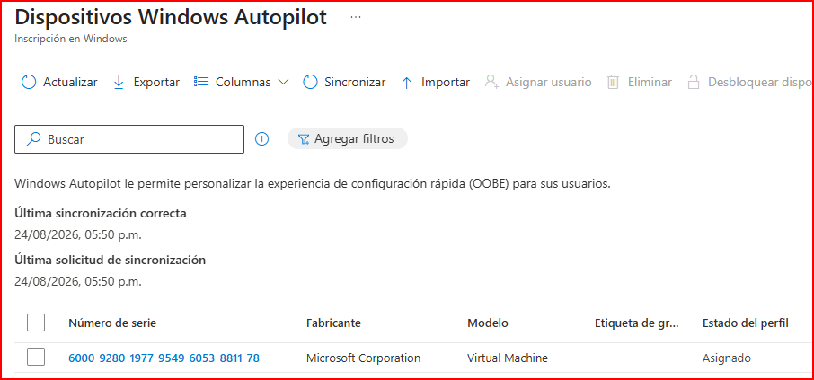 Confirmación de perfil asignado