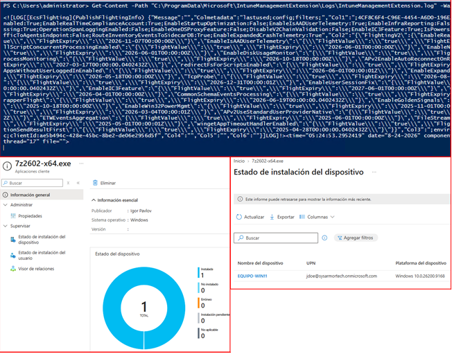 Estado de instalación del dispositivo en Intune