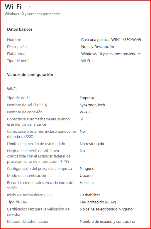 Perfil de configuración Wi-Fi Empresa
