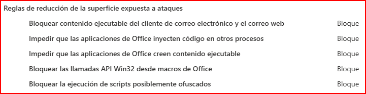 Reglas de reducción de superficie expuesta a ataques