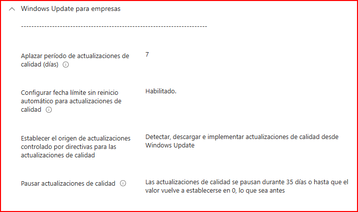 Parámetros de Windows Update para Empresas
