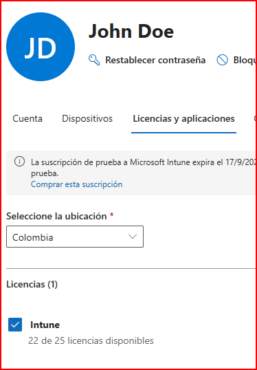 Perfil de usuario en Intune