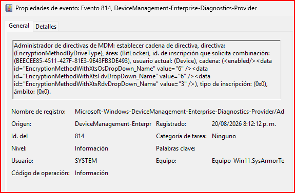 Detalles de sincronización de directivas